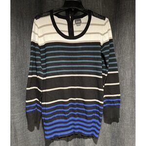 Dots‎ Brand, Women's Large Striped Blue Green Edgy Fitted Dress above the Knee